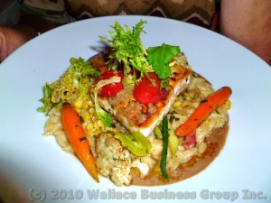 Halibut Steak on Orzo noodles