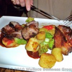 Lamb Sirloin & belly pork with fingerlings and vegetable