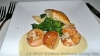 Broiled seafood with flaky pastry